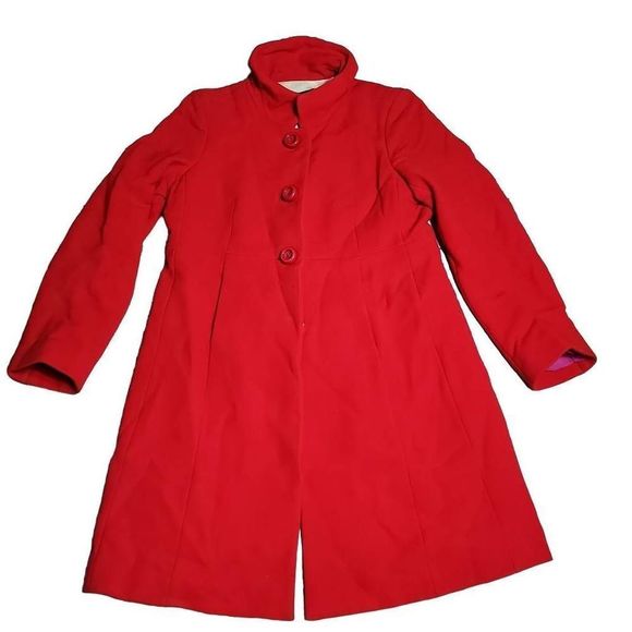 J crew wool blend red statement button long line women's coat - Picture 1 of 7
